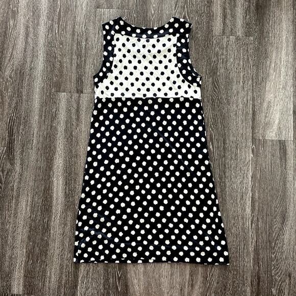 Vintage DIANE VON FURSTENBERG 100% Silk Polka Dot Knit Dress Black Ivory Size 6 - Picture 4 of 10